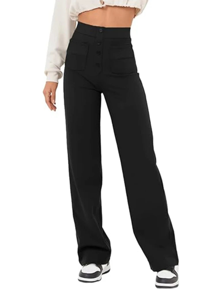 De Shess™ | Louise stijlvolle elastische broek met hoge taille