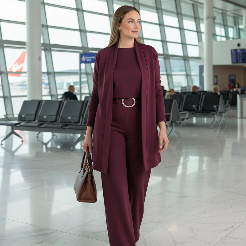 Ensemble 3 pièces élégant à la coupe fluide - Lunara™
