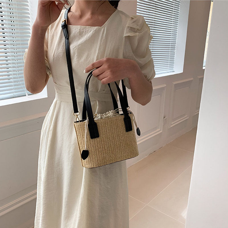 Shes | Marie mini-handtas van stro