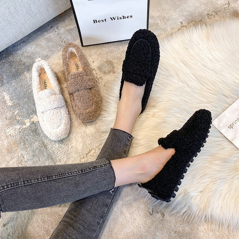THE SHESS™ | Mocassins Arielle Pelucheux Avec Semelle Antidérapante