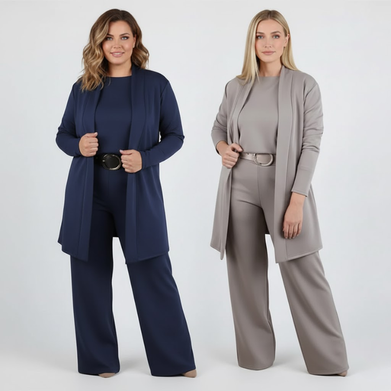 Ensemble 3 pièces élégant à la coupe fluide - Lunara™