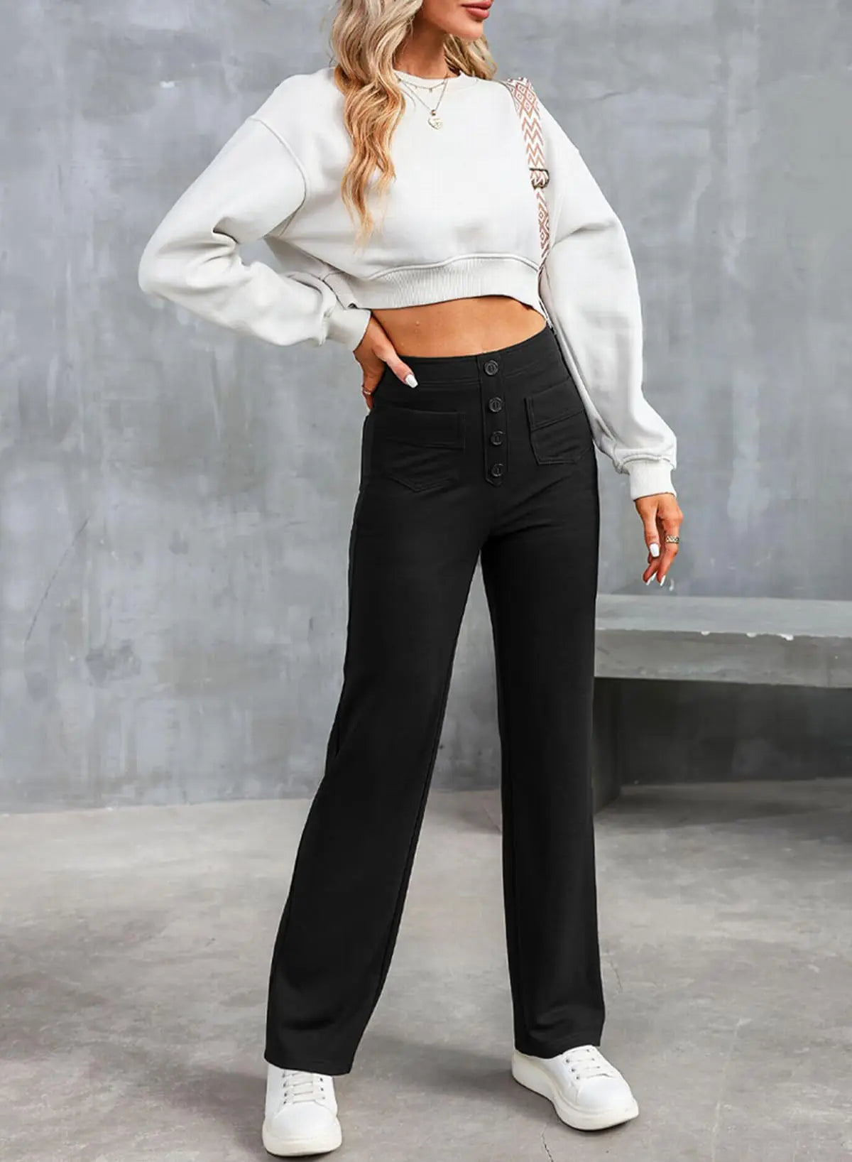 De Shess™ | Louise stijlvolle elastische broek met hoge taille 